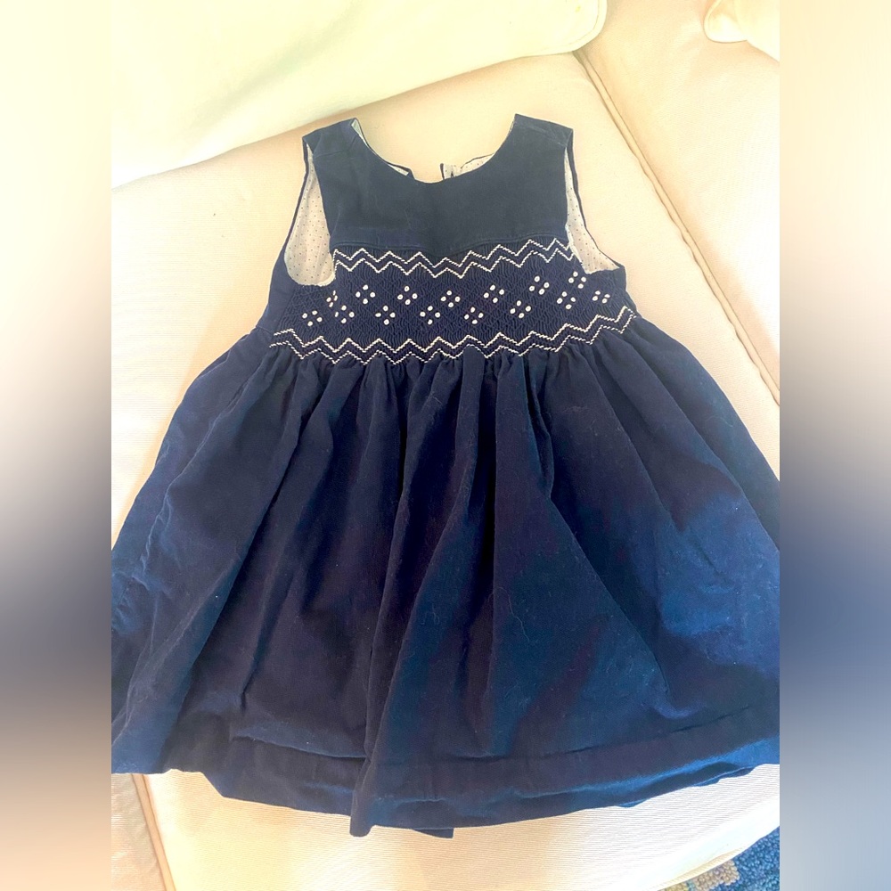 Rachel Riley smocked corduroy 3t navy dress worn once